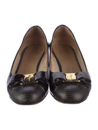 Salvatore Ferragamo Vara Bow Accent Patent Leather Ballet Flats
