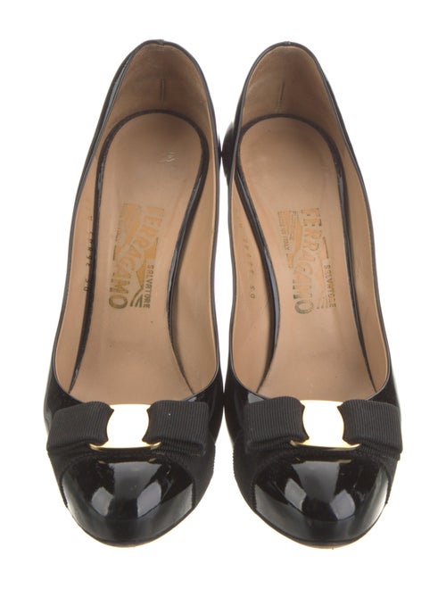 Salvatore Ferragamo Patent Leather Bow Accents Pumps