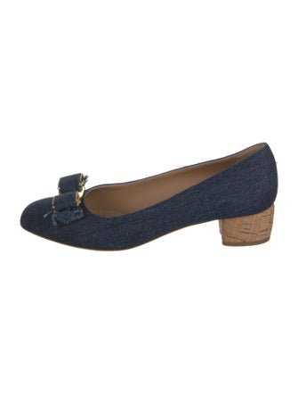 Salvatore Ferragamo Vara Bow Accent Denim Pumps