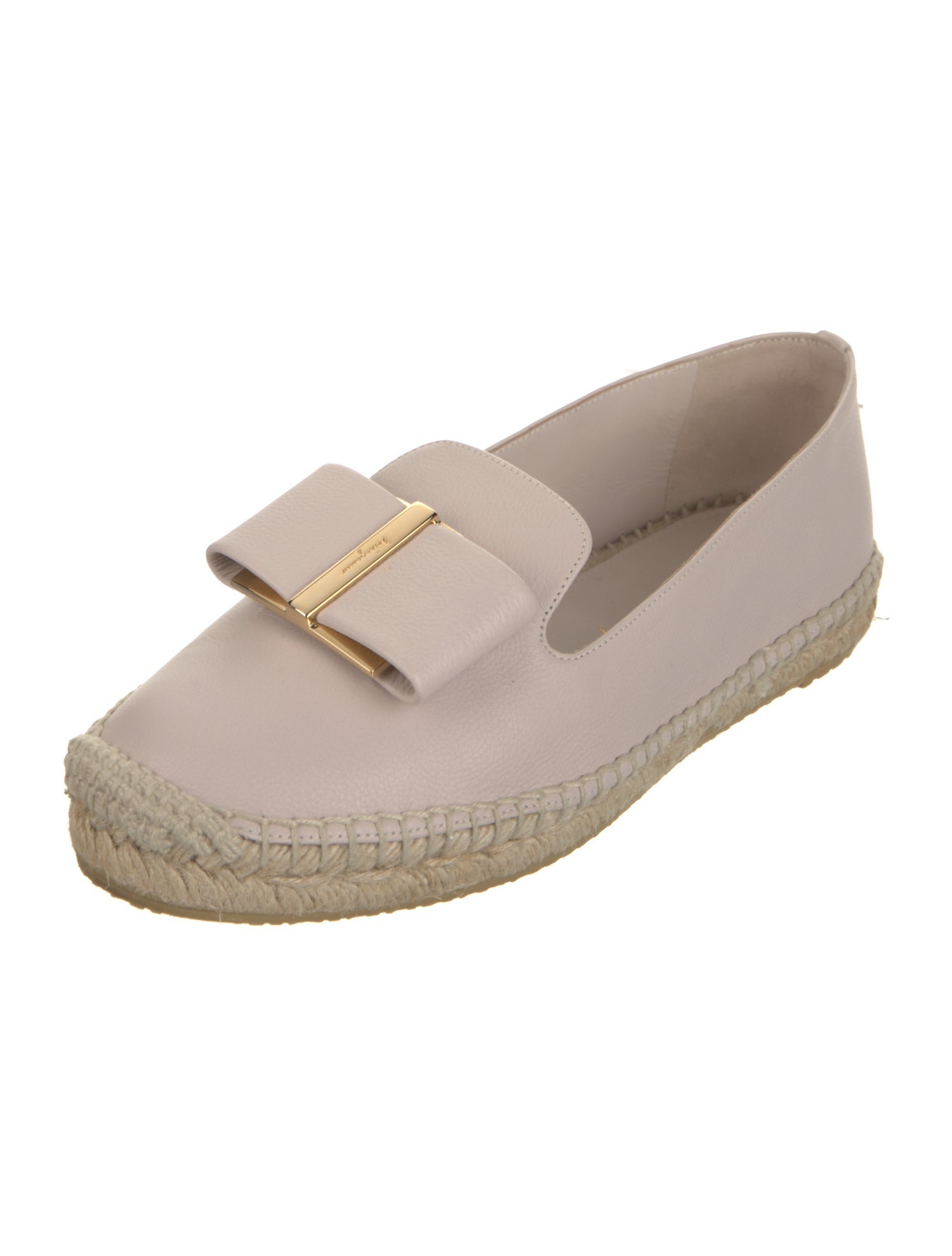 Salvatore Ferragamo Leather Bow Accents Espadrilles
