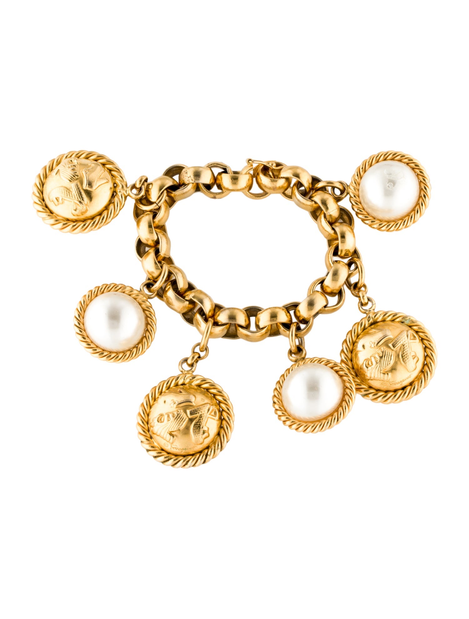 Salvatore Ferragamo Faux Pearl Shoe Charm Bracelet