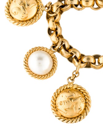 Salvatore Ferragamo Faux Pearl Shoe Charm Bracelet