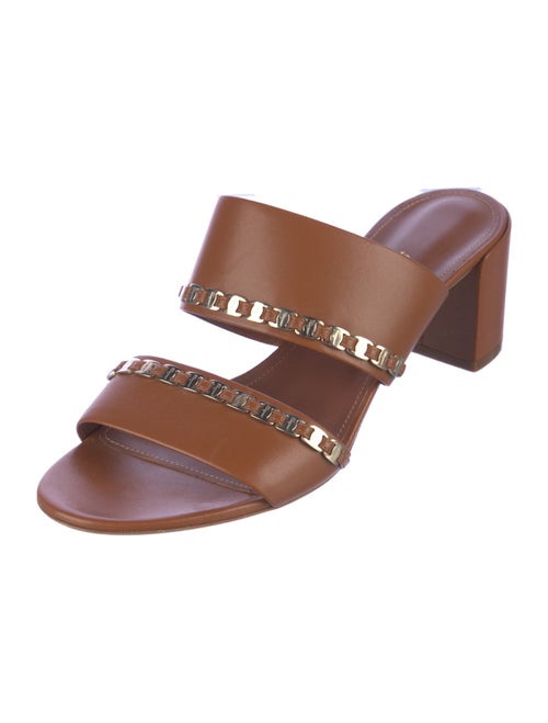 Salvatore Ferragamo Leather Chain-Link Accents Slides