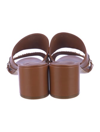 Salvatore Ferragamo Leather Chain-Link Accents Slides