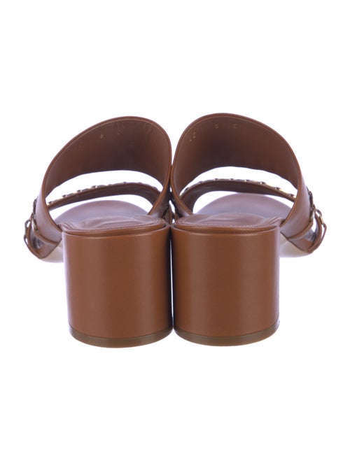 Salvatore Ferragamo Leather Chain-Link Accents Slides