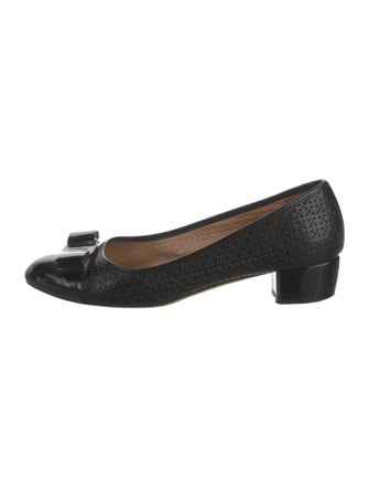 Salvatore Ferragamo Leather Bow Accents Flats