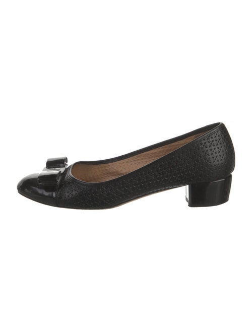 Salvatore Ferragamo Leather Bow Accents Flats