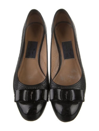 Salvatore Ferragamo Leather Bow Accents Flats