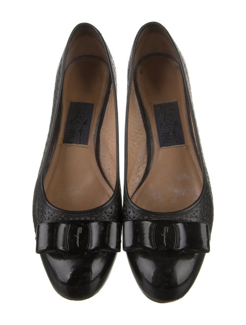 Salvatore Ferragamo Leather Bow Accents Flats