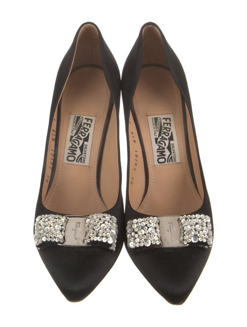 Salvatore Ferragamo Satin Crystal Embellishments Pumps