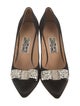 Salvatore Ferragamo Satin Crystal Embellishments Pumps