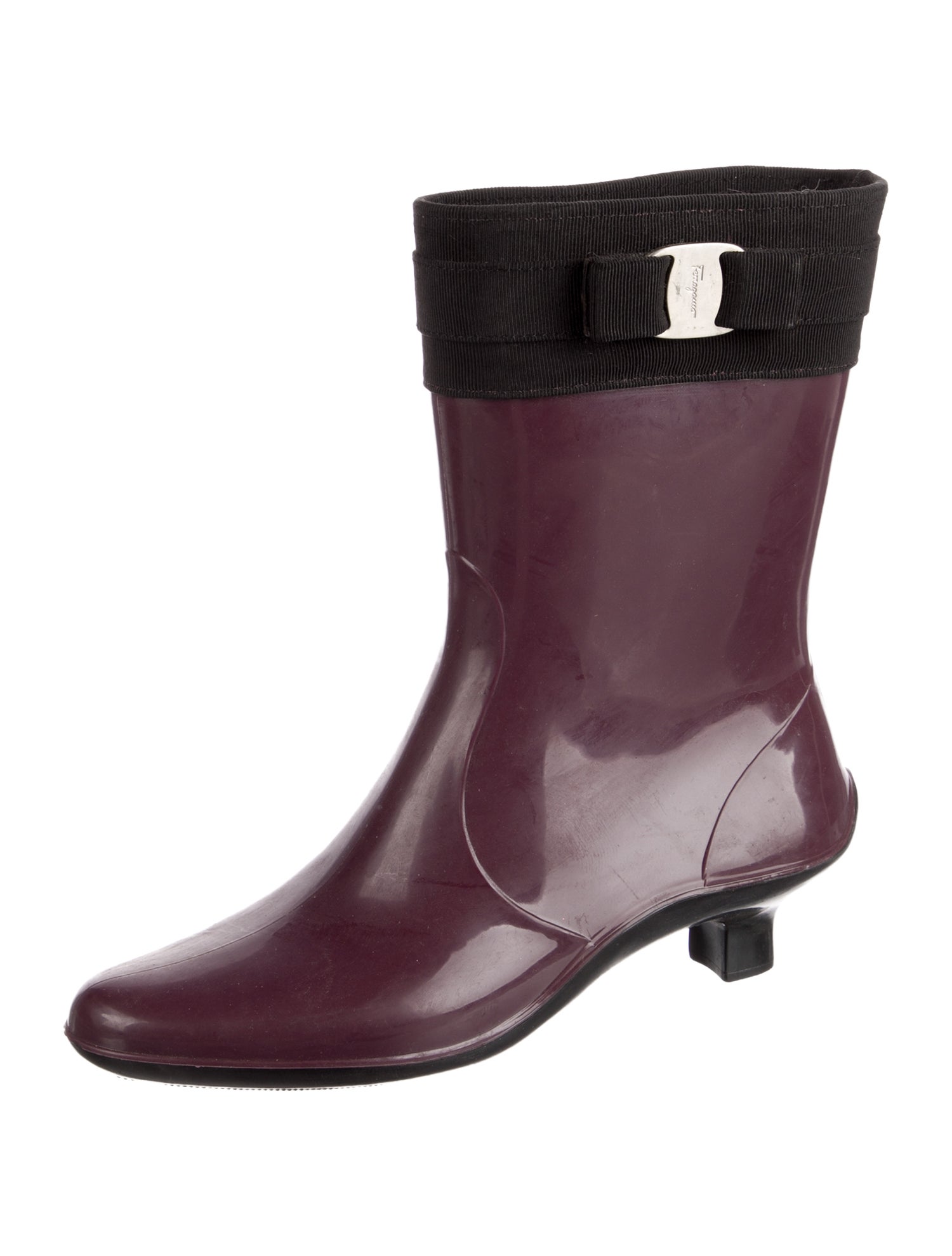 Salvatore Ferragamo Vara Bow Accent Rubber Rain Boots