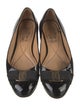 Salvatore Ferragamo Patent Leather Bow Accents Ballet Flats