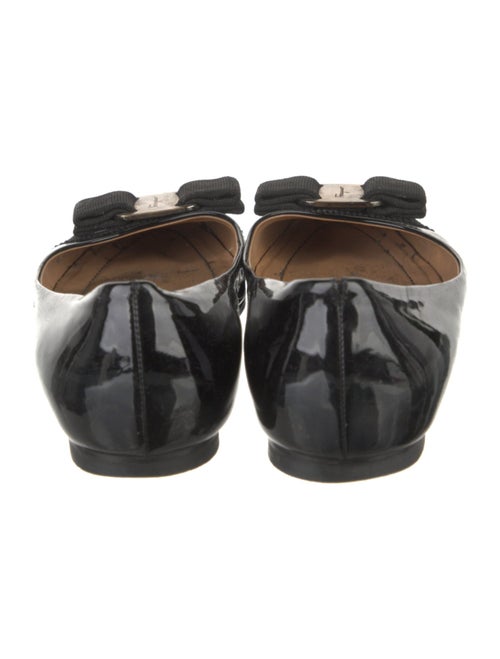 Salvatore Ferragamo Patent Leather Bow Accents Ballet Flats