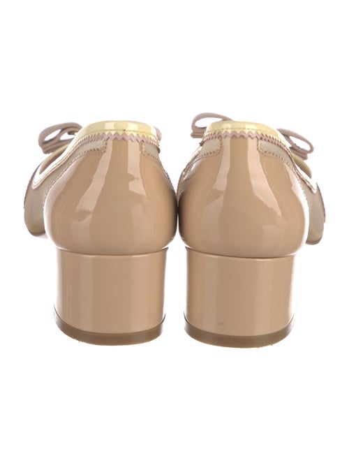 Salvatore Ferragamo Patent Leather Mesh Accents Pumps