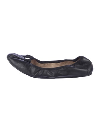 Salvatore Ferragamo Leather Bow Accents Ballet Flats