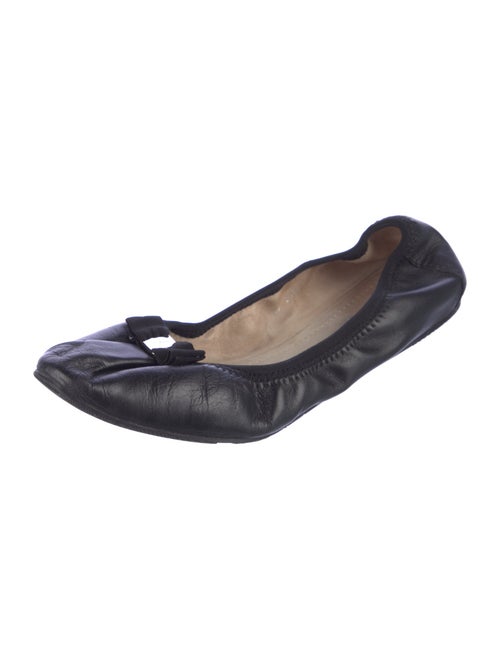 Salvatore Ferragamo Leather Bow Accents Ballet Flats