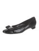 Salvatore Ferragamo Patent Leather Bow Accents Flats