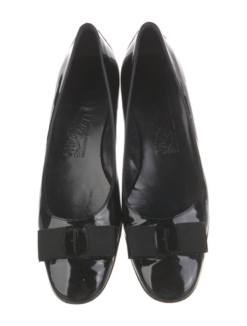 Salvatore Ferragamo Patent Leather Bow Accents Flats