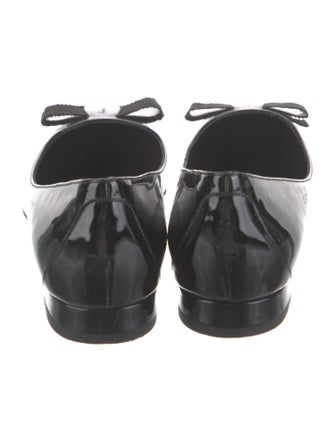 Salvatore Ferragamo Patent Leather Bow Accents Flats