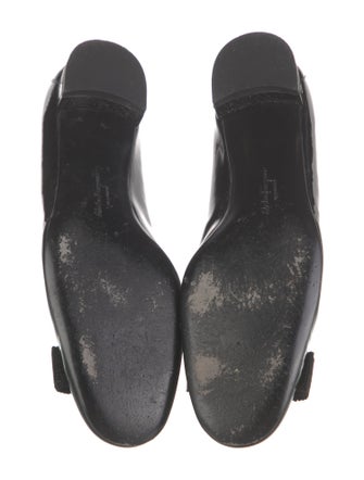 Salvatore Ferragamo Patent Leather Bow Accents Flats