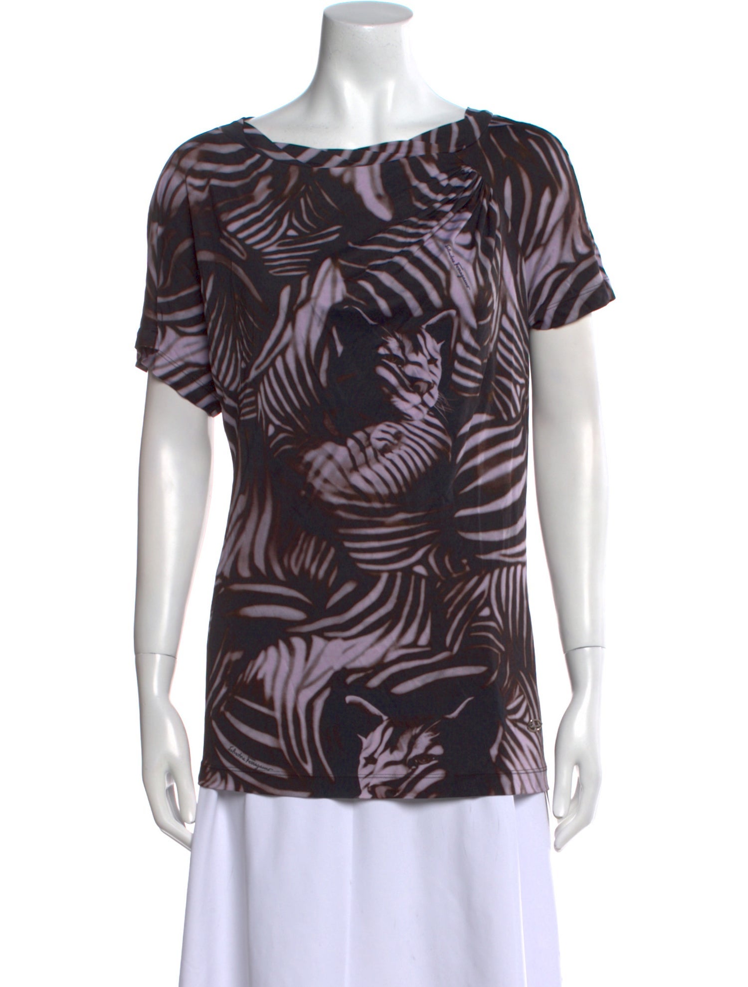 Salvatore Ferragamo Printed Bateau Neckline T-Shirt
