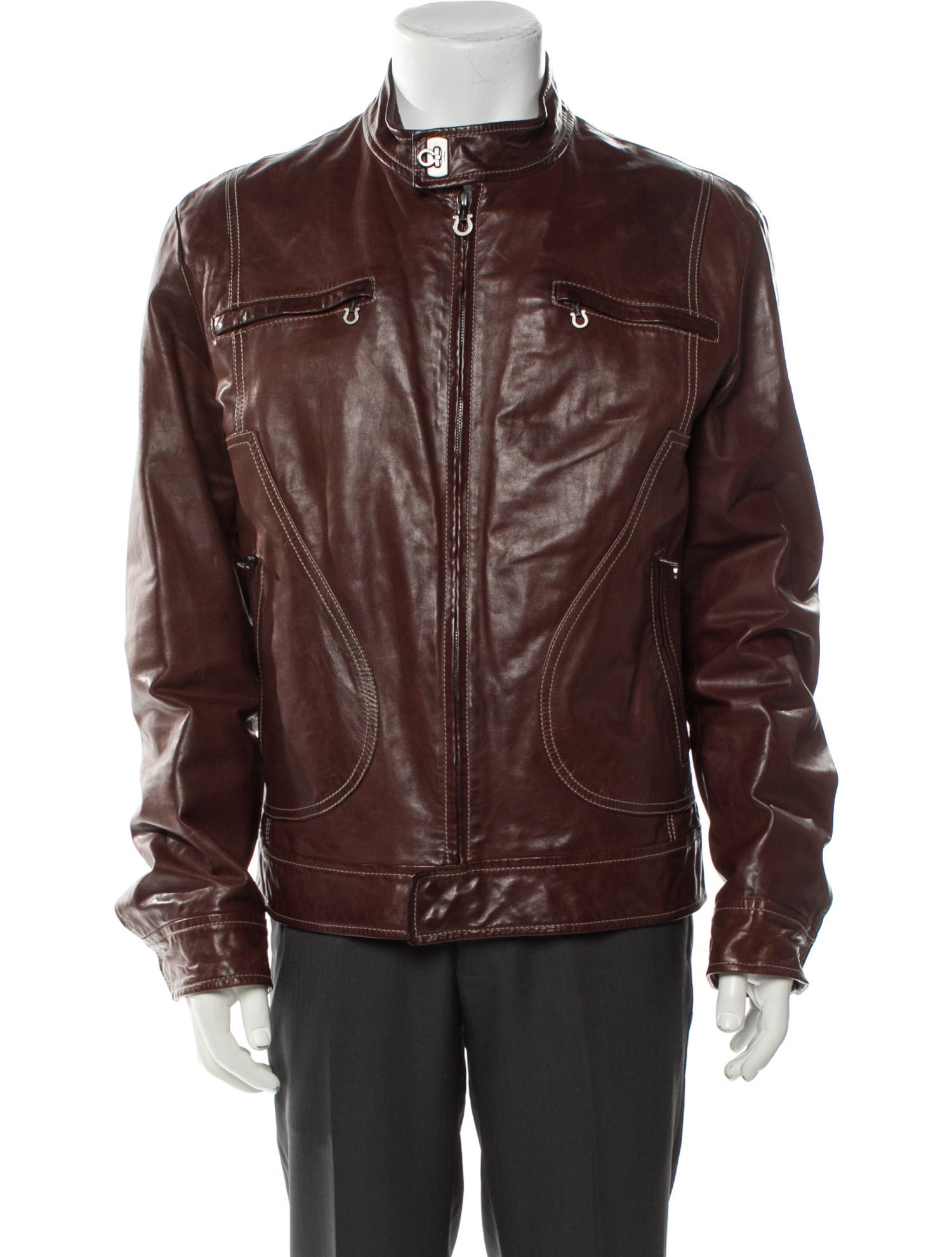 Salvatore Ferragamo Leather Moto Jacket
