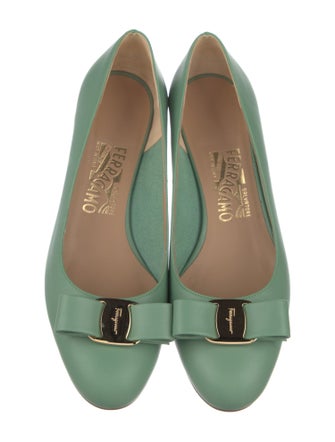 Salvatore Ferragamo Leather Bow Accents Pumps