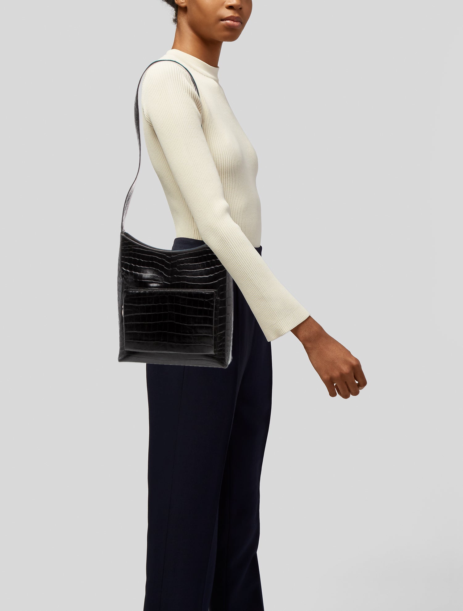 Salvatore Ferragamo Embossed Leather Shoulder Bag