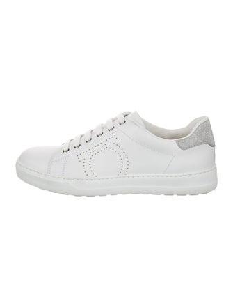 Salvatore Ferragamo Leather Glitter Accents Sneakers