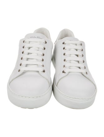 Salvatore Ferragamo Leather Glitter Accents Sneakers