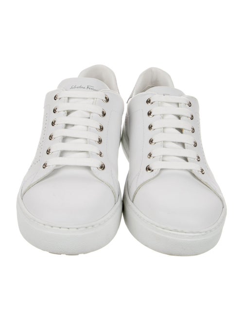 Salvatore Ferragamo Leather Glitter Accents Sneakers