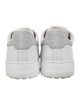 Salvatore Ferragamo Leather Glitter Accents Sneakers