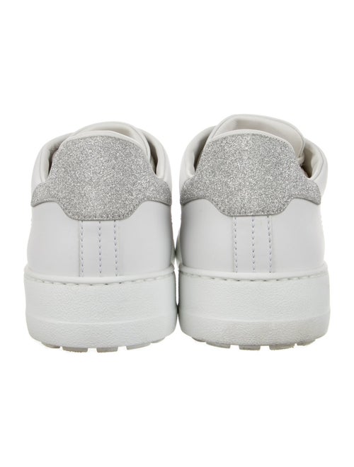 Salvatore Ferragamo Leather Glitter Accents Sneakers