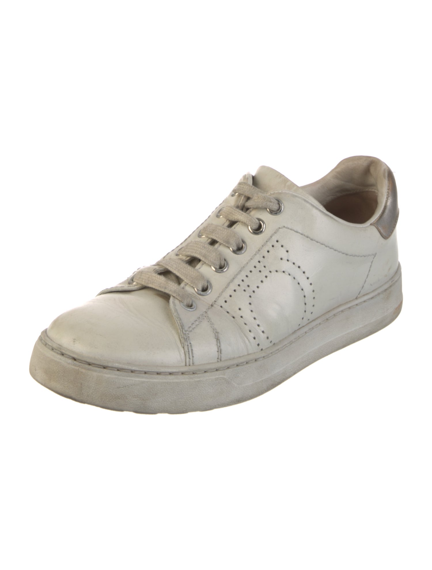 Salvatore Ferragamo Gancini Logo Leather Sneakers