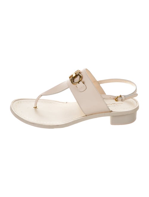 Salvatore Ferragamo Gancini Logo Leather T-Strap Sandals