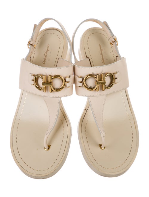 Salvatore Ferragamo Gancini Logo Leather T-Strap Sandals