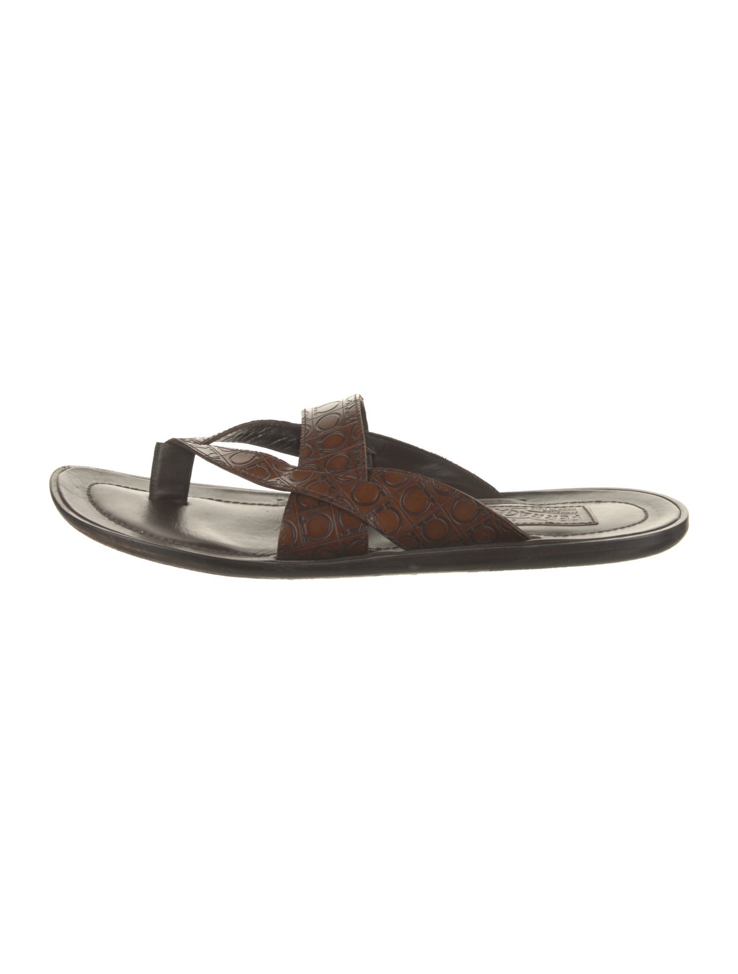 Salvatore Ferragamo Gancini Logo Leather Flip Flops