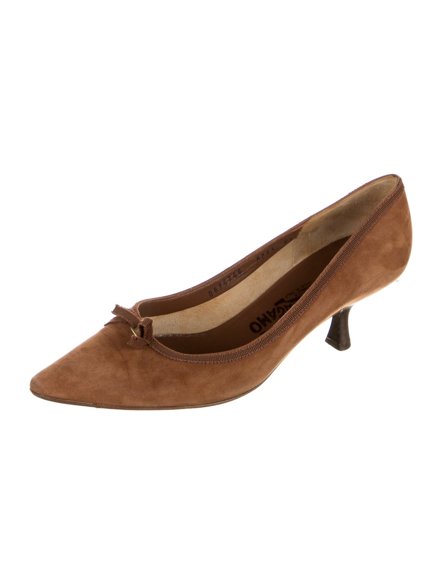 Salvatore Ferragamo Suede Bow Accents Pumps