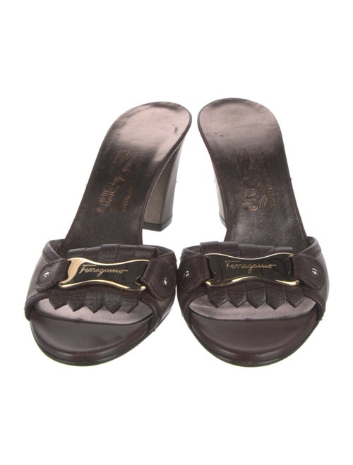 Salvatore Ferragamo Leather Fringe Trim Accent Slides