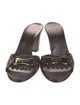Salvatore Ferragamo Leather Fringe Trim Accent Slides