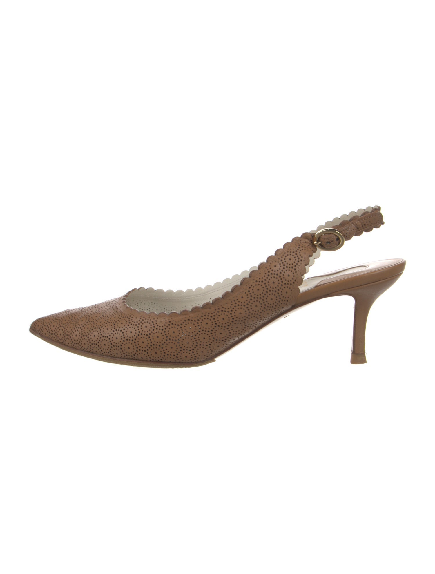 Salvatore Ferragamo Leather Lasercut Accents Slingback Pumps