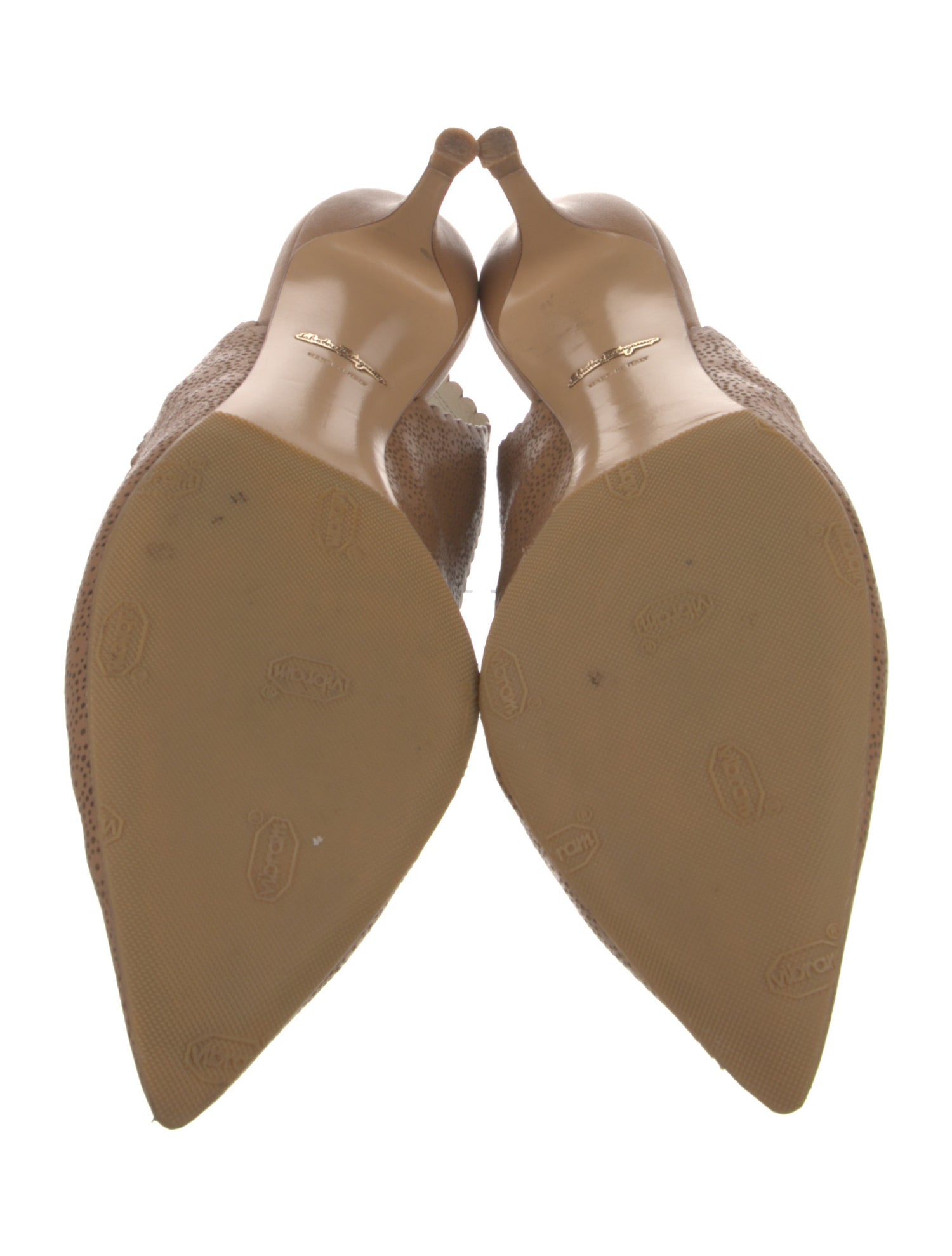 Salvatore Ferragamo Leather Lasercut Accents Slingback Pumps