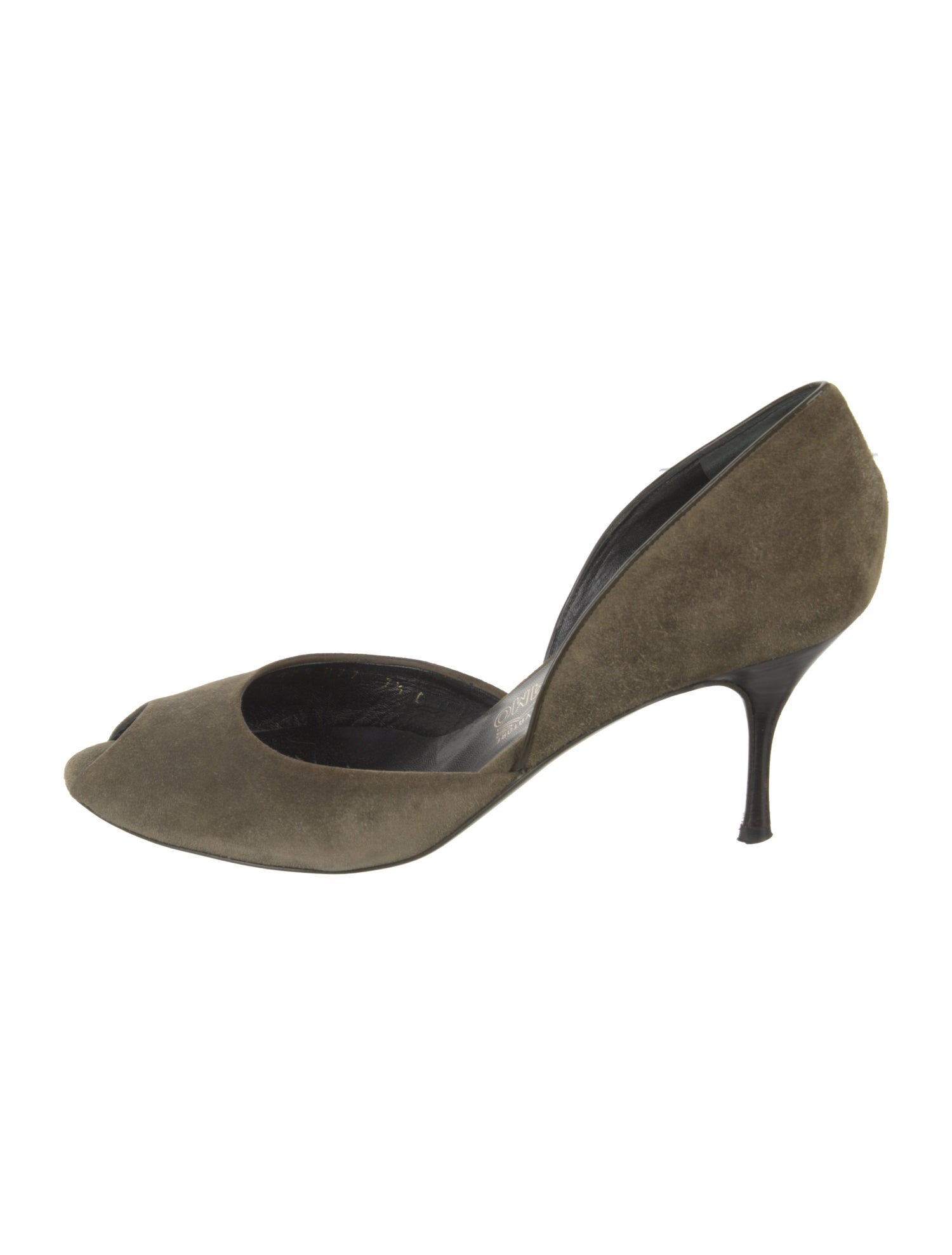Salvatore Ferragamo Suede Leather Trim Embellishment D'Orsay Pumps