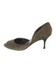 Salvatore Ferragamo Suede Leather Trim Embellishment D'Orsay Pumps