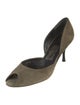 Salvatore Ferragamo Suede Leather Trim Embellishment D'Orsay Pumps
