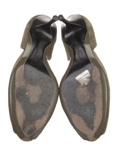 Salvatore Ferragamo Suede Leather Trim Embellishment D'Orsay Pumps