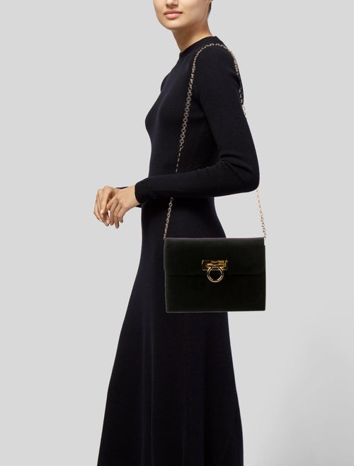 Salvatore Ferragamo Velvet Shoulder Bag