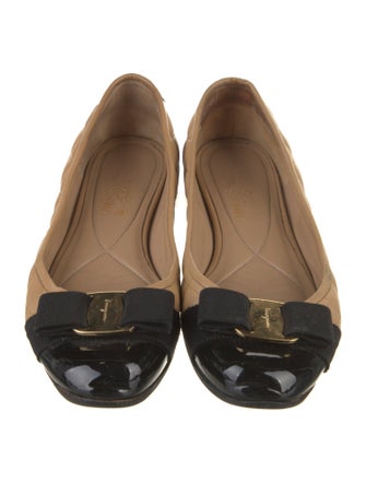 Salvatore Ferragamo Quilted Pattern Leather Flats