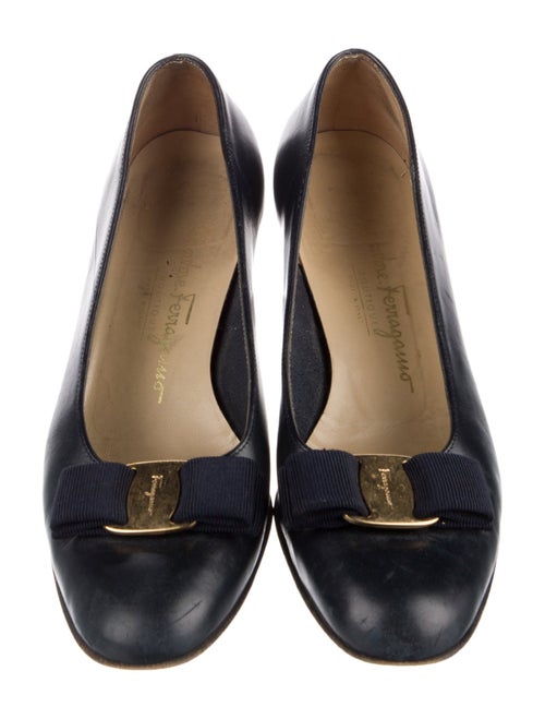 Salvatore Ferragamo Leather Bow Accents Flats